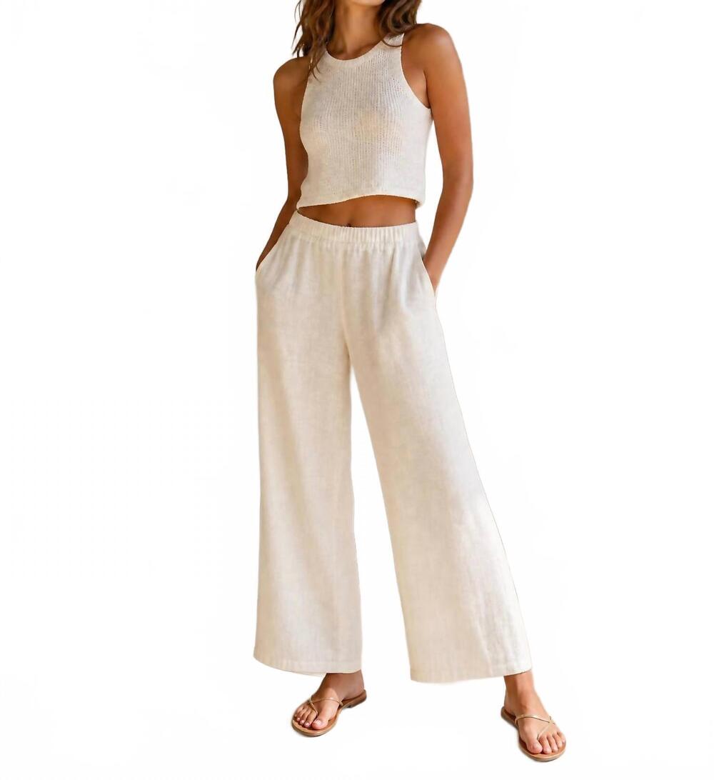 NEW BOBI drew linen pant in white